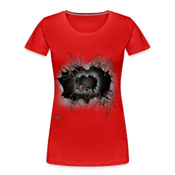 Spinne Spinnen Halloween - Frauen Premium Bio T-Shirt - Rot - Vorne - Mia (176cm)