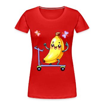 Lustig witzig Obst Banane Bananen Kinder Kind Baby - Frauen Premium Bio T-Shirt - Rot - Vorne - Mia (176cm)