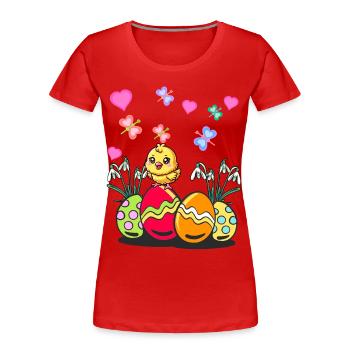 Ostern Osterfest Frühling Küken Ostereier - Frauen Premium Bio T-Shirt - Rot - Vorne - Mia (176cm)