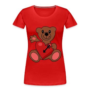 Teddy Teddybär Valentin Pfeil Herz - Frauen Premium Bio T-Shirt - Rot - Vorne - Mia (176cm)