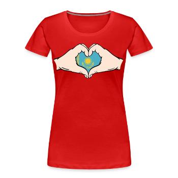 Kazakhstan en forme de coeur avec les mains - T-shirt bio Premium Femme - rouge - Devant - Mia (176cm)