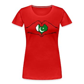 Pakistan Herzform - Frauen Premium Bio T-Shirt - Rot - Vorne - Mia (176cm)