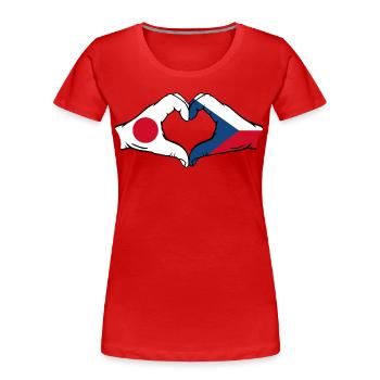 Japon République tchèque drapeau coeur - T-shirt bio Premium Femme - rouge - Devant - Mia (176cm)