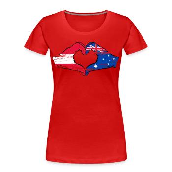 Österreich Australien Flagge Herzform - Frauen Premium Bio T-Shirt - Rot - Vorne - Mia (176cm)