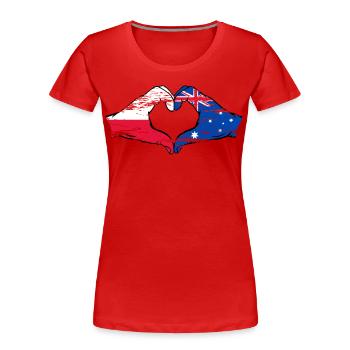 Polen Australien Flagge Herzform used - Frauen Premium Bio T-Shirt - Rot - Vorne - Mia (176cm)