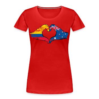 Kolumbien Australien Flagge Herzform used - Frauen Premium Bio T-Shirt - Rot - Vorne - Mia (176cm)