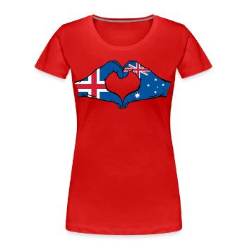 Island Australien Flagge Herzform - Frauen Premium Bio T-Shirt - Rot - Vorne - Mia (176cm)