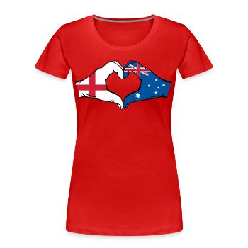 England Australien Flagge Herzform - Frauen Premium Bio T-Shirt - Rot - Vorne - Mia (176cm)