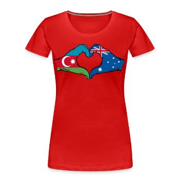 Aserbaidschan Australien Flagge Herzform - Frauen Premium Bio T-Shirt - Rot - Vorne - Mia (176cm)