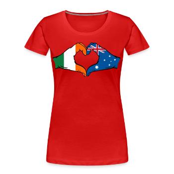 Irland Australien Flagge Herzform - Frauen Premium Bio T-Shirt - Rot - Vorne - Mia (176cm)