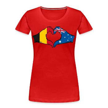 Belgien Australien Flagge Herzform - Frauen Premium Bio T-Shirt - Rot - Vorne - Mia (176cm)