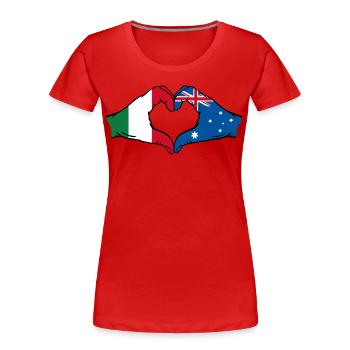 Italien Australien Flagge Herzform - Frauen Premium Bio T-Shirt - Rot - Vorne - Mia (176cm)