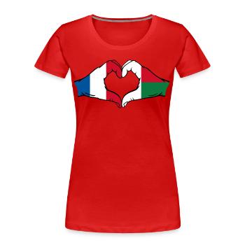 Frankreich Madagaskar Flagge Hände Herzform - Frauen Premium Bio T-Shirt - Rot - Vorne - Mia (176cm)