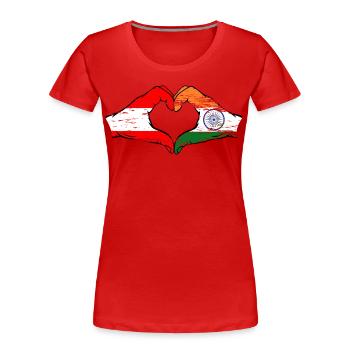 Autriche Inde mains forme de coeur utilisé - T-shirt bio Premium Femme - rouge - Devant - Mia (176cm)
