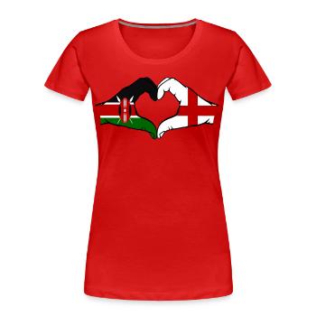 Kenya Angleterre mains en forme de coeur - T-shirt bio Premium Femme - rouge - Devant - Mia (176cm)