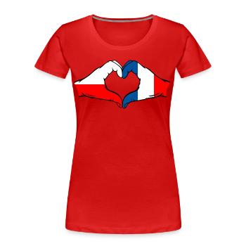 Pologne France Drapeau Coeur Forme - T-shirt bio Premium Femme - rouge - Devant - Mia (176cm)