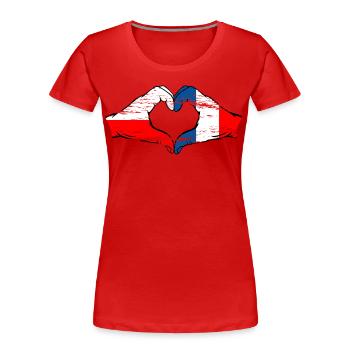 Pologne France Drapeau Forme de coeur utilisé - T-shirt bio Premium Femme - rouge - Devant - Mia (176cm)