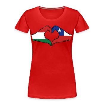 Ungarn Chile Flagge Hände Herzform - Frauen Premium Bio T-Shirt - Rot - Vorne - Mia (176cm)