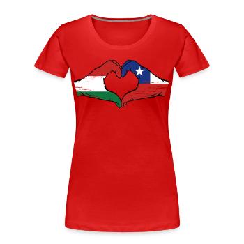 Ungarn Chile Flagge Hände Herzform used - Frauen Premium Bio T-Shirt - Rot - Vorne - Mia (176cm)