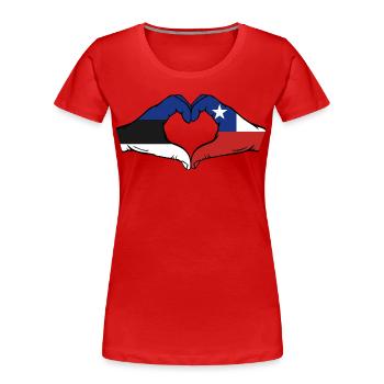 Estland Chile Flagge Hände Herzform - Frauen Premium Bio T-Shirt - Rot - Vorne - Mia (176cm)
