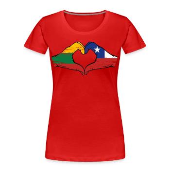 Litauen Chile Flagge Hände Herzform used - Frauen Premium Bio T-Shirt - Rot - Vorne - Mia (176cm)