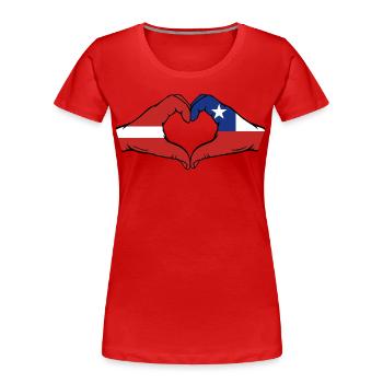 Lettland Chile Flagge Hände Herzform - Frauen Premium Bio T-Shirt - Rot - Vorne - Mia (176cm)