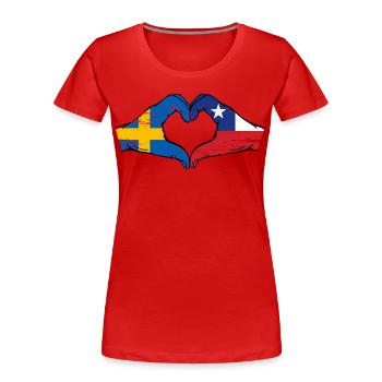 Schweden Chile Flagge Hände Herzform used - Frauen Premium Bio T-Shirt - Rot - Vorne - Mia (176cm)