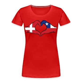 Dänemark Chile Flagge Hände Herzform - Frauen Premium Bio T-Shirt - Rot - Vorne - Mia (176cm)