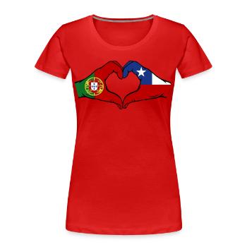 Portugal Chile Flagge Hände Herzform - Frauen Premium Bio T-Shirt - Rot - Vorne - Mia (176cm)