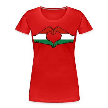 Ungarn Flagge Hände Herzform - Frauen Premium Bio T-Shirt - Rot - Vorne - Mia (176cm)