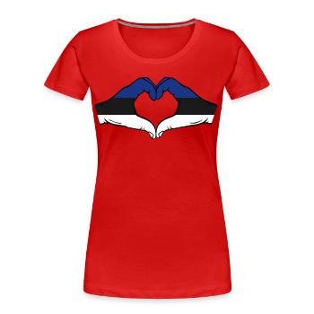 Estland Flagge Hände Herzform - Frauen Premium Bio T-Shirt - Rot - Vorne - Mia (176cm)