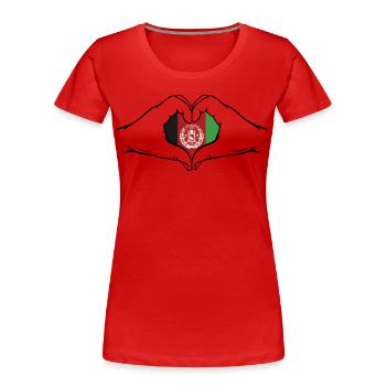 Afghanistan Flagge Hände Herzform - Frauen Premium Bio T-Shirt - Rot - Vorne - Mia (176cm)