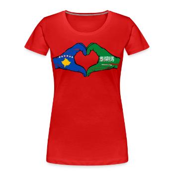 Kosovo Saudi Arabien Flagge Hände Herzform used - Frauen Premium Bio T-Shirt - Rot - Vorne - Mia (176cm)
