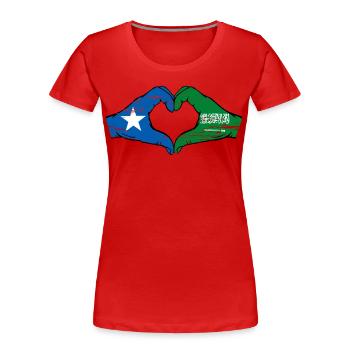 Somalia Saudi Arabien Flagge Hände Herzform used - Frauen Premium Bio T-Shirt - Rot - Vorne - Mia (176cm)