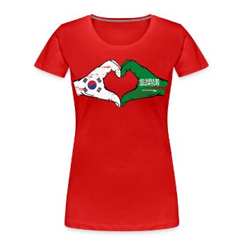 Süd Korea Saudi Arabien Flagge Hände Herzform used - Frauen Premium Bio T-Shirt - Rot - Vorne - Mia (176cm)