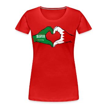 Saudi Arabia Bahrain Flag Hands Heart Shape Used - Women's Premium Organic T-Shirt - red - Front - Mia (176cm)