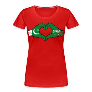 Pakistan Saudi Arabia Flag Hands Heart Shape Used - Women's Premium Organic T-Shirt - red - Front - Mia (176cm)