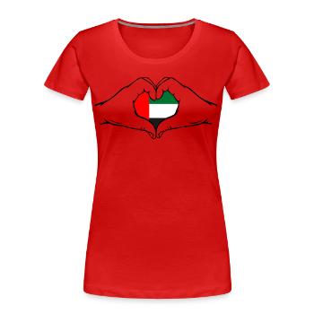 Vereinigte Arabische Emirate Flagge Herz - Frauen Premium Bio T-Shirt - Rot - Vorne - Mia (176cm)