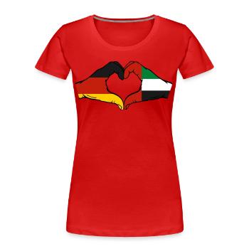 Allemagne Émirats arabes unis Drapeau - T-shirt bio Premium Femme - rouge - Devant - Mia (176cm)