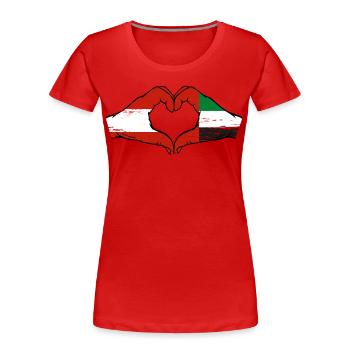 Autriche Émirats arabes unis Drapeau - T-shirt bio Premium Femme - rouge - Devant - Mia (176cm)
