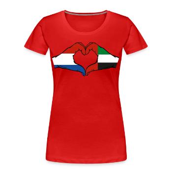 Holland Vereinigte Arabische Emirate Flagge Herz - Frauen Premium Bio T-Shirt - Rot - Vorne - Mia (176cm)