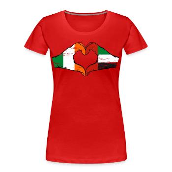 Irland Vereinigte Arabische Emirate Herz - Frauen Premium Bio T-Shirt - Rot - Vorne - Mia (176cm)