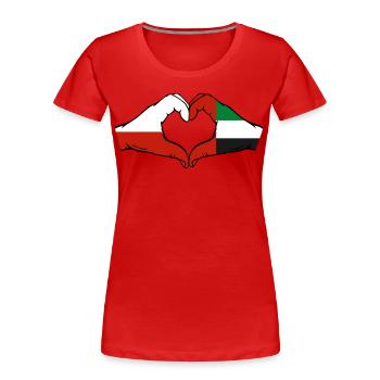 Polen Vereinigte Arabische Emirate Flagge Herz - Frauen Premium Bio T-Shirt - Rot - Vorne - Mia (176cm)