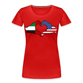 Émirats arabes unis États-Unis Coeur - T-shirt bio Premium Femme - rouge - Devant - Mia (176cm)