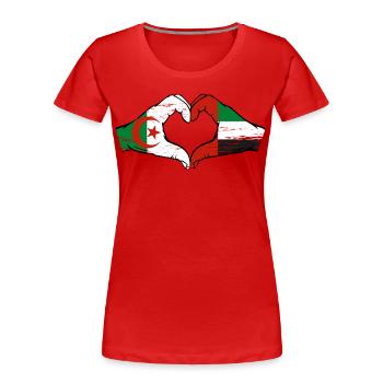 Algerien Vereinigte Arabische Emirate Flagge Herz - Frauen Premium Bio T-Shirt - Rot - Vorne - Mia (176cm)