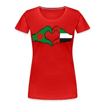 Bangladesh Émirats arabes unis Cœur - T-shirt bio Premium Femme - rouge - Devant - Mia (176cm)
