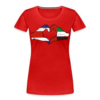 Costa Rica Vereinigte Arabische Emirate Herz - Frauen Premium Bio T-Shirt - Rot - Vorne - Mia (176cm)