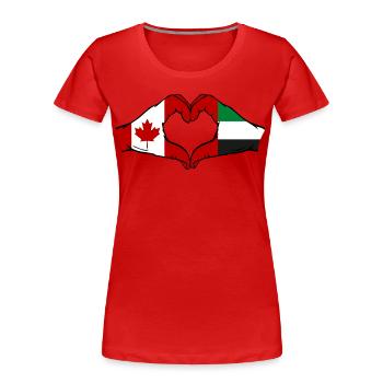Kanada Vereinigte Arabische Emirate Herz - Frauen Premium Bio T-Shirt - Rot - Vorne - Mia (176cm)