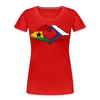 Ghana Tschechien Flagge Hände Herzform used - Frauen Premium Bio T-Shirt - Rot - Vorne - Mia (176cm)