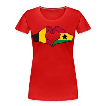 Belgien Ghana Flagge Hände Herzform - Frauen Premium Bio T-Shirt - Rot - Vorne - Mia (176cm)